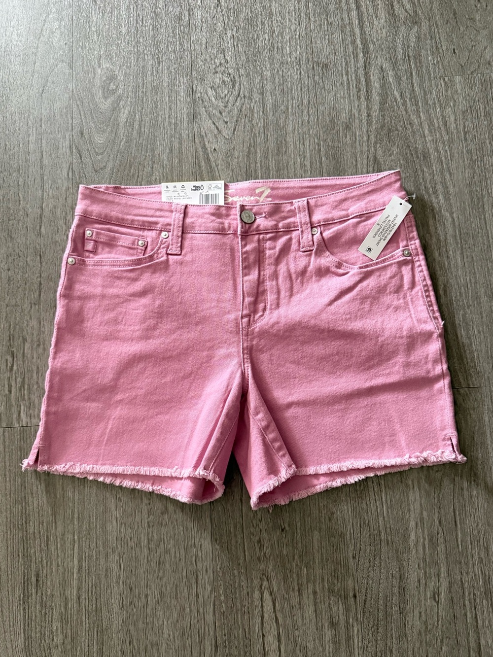 Seven7 Pink Frayed Denim Shorts
